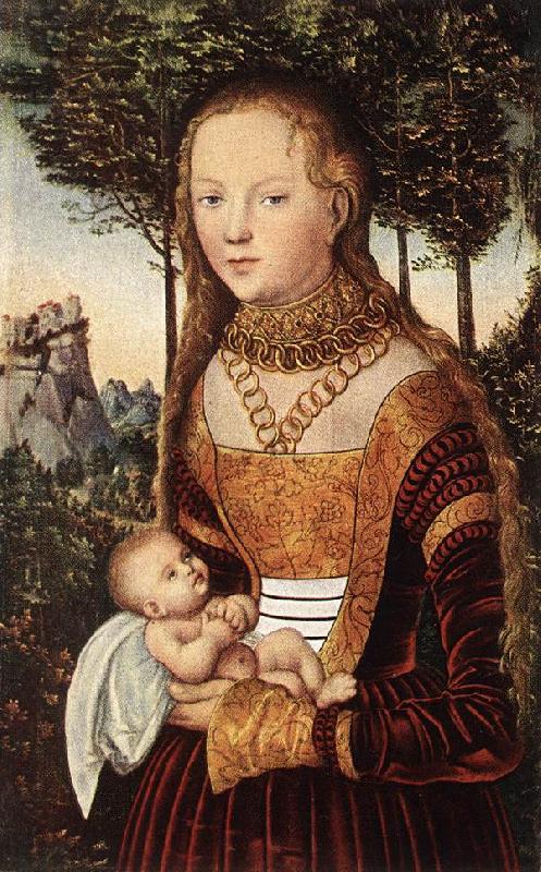 CRANACH, Lucas the Elder Young Mother with Child dfhd Sweden oil painting art